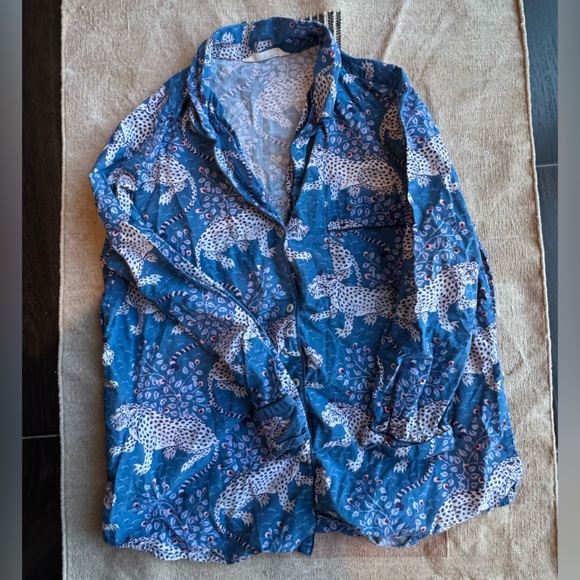 Printfresh Pajama Set (Top and Pants) in Blue/Indigo Leopard Bagheera, Size M - Picture 5 of 8